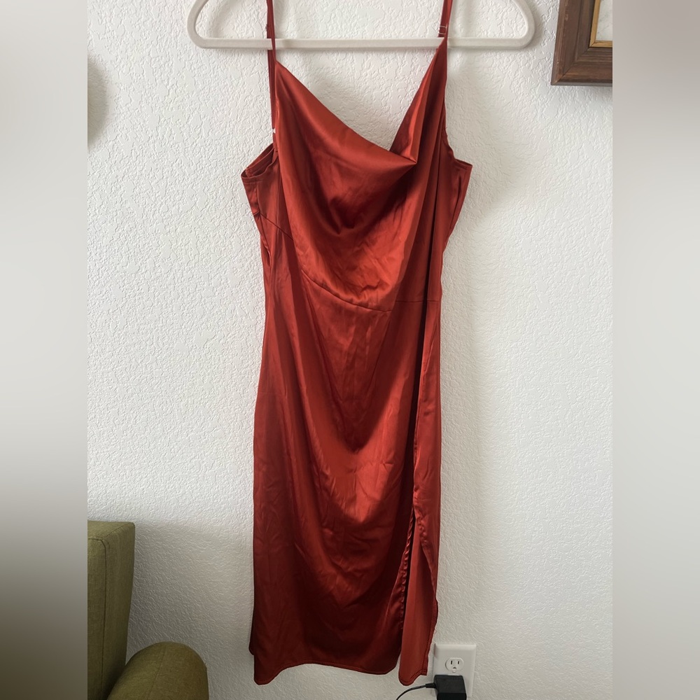 Orange silk formal dress